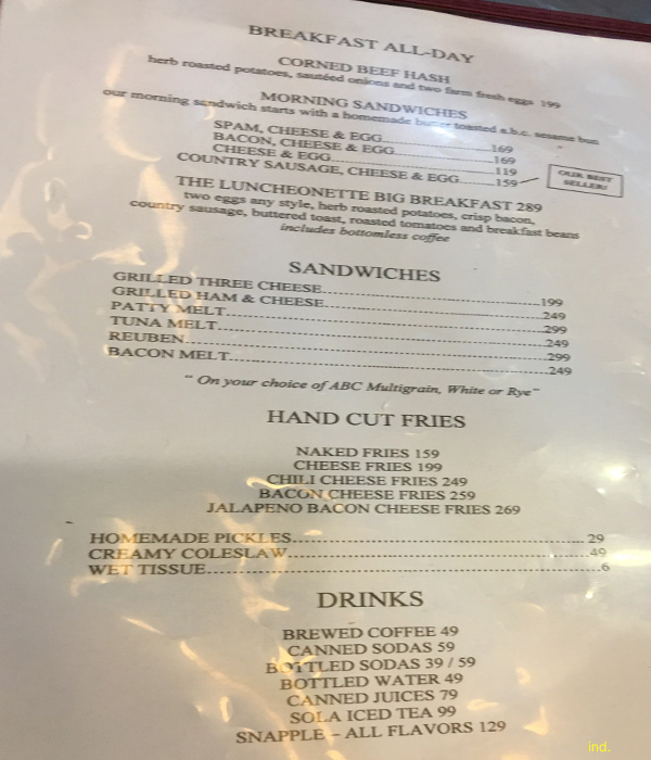 Lunchenette　menu
